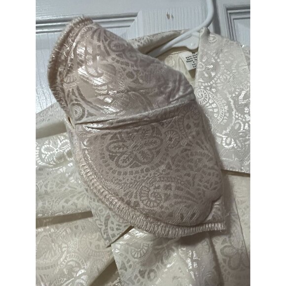 Liz Claiborne Vintage Pleated Front Collared Silky Blouse Sz 8 (Medium) Off Whit - Picture 4 of 16